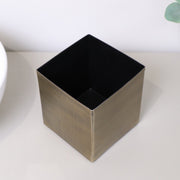 Brass Gold Textured Metal Tissue Box Holder Cover Case Metallic Antique Shiny