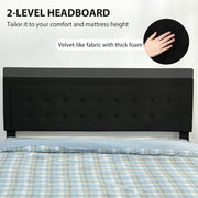 King Size Bed Frame with Storage and Adjustable Headboard, Black