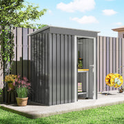 5 x 3ft Garden Storage Shed Sliding Door Sloped Roof Tool, Grey