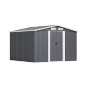 8x8 FT Peak Roof Steel Storage Shed, Pre-drilled Steel Panels, Outdoor Tool Shed