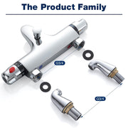 Thermostatic Mixer Tap, Chrome Bath Shower Valve Bar for Bathroom, UK Model