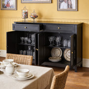 Modern Sideboard Buffet Cabinet with Storage Cabinets 4 Doors 2 Drawers Black