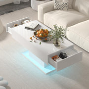 High Gloss LED Coffee Table Cocktail Center Table Modern Living Room Rectangle