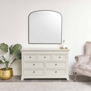 Large Black Framed Arched Wall Mirror 92cm x 91cm minimal thin framed decor