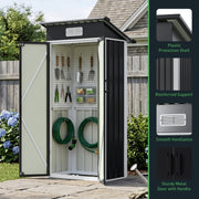 Metal Garden Shed 3X2FT Pent Roof Outdoor Tool Storage House with Lockable Door