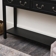 Large Black 2 Drawer Console Table storage shelf vintage furniture hallway