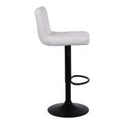 2 X White Bar Stools Breakfast Chairs Faux Leather Swivel, Black Metalwork