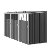 Triple Wheelie Bin Storage Metal Store Cover Garden Rubbish Dustbin 3 Shed Cabin