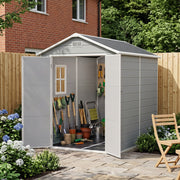 Grey Wood Grain Plastic Garden Shed 6x8 6x6 5x3 Outdoor Tool Bike Storage House