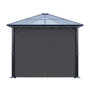 XL Hardtop Gazebo Garden Pavilion Metal Frame Polycarbonate Roof with Curtains