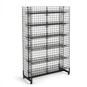 7ft H-Shape Grid Mesh Gondola Display Stand with Wheels -Retail Gridwall Shelves
