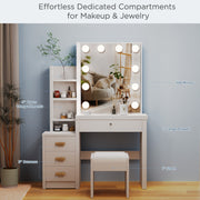 Dressing Table With Drawers Mirror Stool Set Makeup Desk Vanity Table Bedroom