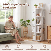 4-Tier Rotating Bookshelf Bookcase Display Floor Standing Corner Revolving Shelf
