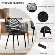 4 Seater Dining Table Set Round Kitchen Black Table 4 Black Chairs Modern Home