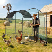2X3M Walk In Chicken Run Coop Large Outdoor Pen Metal Duck Hen Poultry Cage Shed