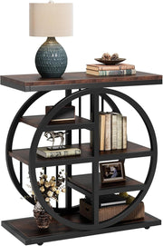 End Table for Living Room, 5-Tier Industrial Narrow Side Table with Metal Frame