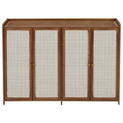 Shoe Cabinet Storage Organizer 4 Rattan Door Cupboard Footwear Stand Wooden Unit