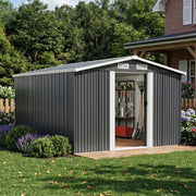 10x8FT Extra Large Garden Shed Metal Apex Roof Outdoor Storage With Door & Vent