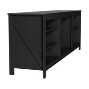 Black 70inch TV Stand Unit Cabinet with Electric Fireplace & 12 Colour LED Light