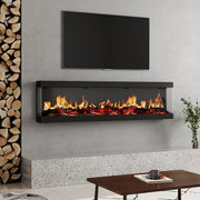Electric 3 Sided Wall Mounted LED Media Fireplace Wall Inset Into Fire 9 Colors