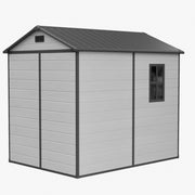 8x6 6x6 5x3 Plastic Garden Shed with Floor Window Lockable Door Wood Grain Grey