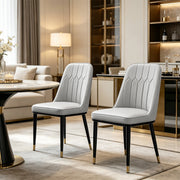 Set of 2 Dining Chairs PU Leather Padded Seat Metal Legs Home Kitchen Office
