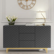 Sideboard TV Cabinet Storage Cupboard Buffet Diamond Pattern Grey Gold 140cm