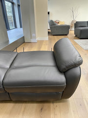 Fletcher Dark Grey Leather Power Reclining 2 Seater Sofa Power Headrest USB