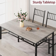 4-Piece Grey Dining Set for 4, Rectangular Table, 2 Chairs & Bench W/ Wine Rack