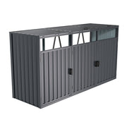 Triple Wheelie Bin Storage Metal Store Cover Garden Rubbish Dustbin 3 Shed House