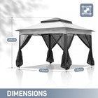 3.3x3.3m Pop Up Gazebo Garden Party Canopy Tent with Removable Mesh Sidewall UK