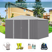 10 x 12 FT Galvanised Metal Steel Sheds Garden Storage Shed Ventilation w/ Door