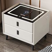 LED Nightstand Smart Bedside Table Modern End Table With USB Ports & Drawer