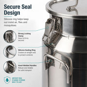 Stainless Steel 28L Milk Churn Can Bucket Container Ghee Pot+ handle+Sealed lid