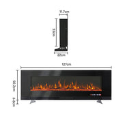 50In Inset Media Electric Heater LED Fireplace Wall Mounted Inset Standing Fire