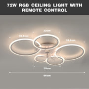 RGB LED Ceiling Fan Light Dimmable Chandelier Living Room Lamp W/ Remote Control
