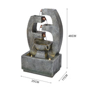 Solar Powered Garden Water Feature Outdoor Water Fountain Cascade with LED Light
