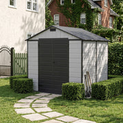 Plastic Garden Shed 8x4FT 8x6FT 8x8FT Apex Roof Outdoor Storage Sheds Tool Box