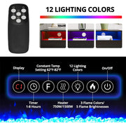 70inch Black TV Stand Cabinet Electric Fireplace Unit 12 LED Colour Fire Flame
