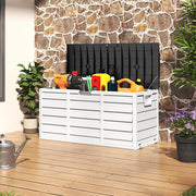 XLARGE Plastic Storage Box Bench Outdoor Garden Cushion Chest Utility Shed Wheel