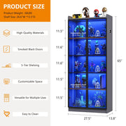 Display Cabinet with 3 Color LED Lights & Adjustable Shelves for Collectibles