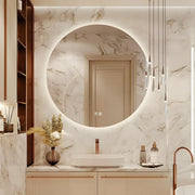 Round LED Bathroom Wall Mirror Demister Illuminated Light Up 500x500 Waterproof