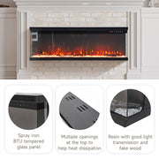 80 inch Electric Fireplace 3 Sided Panoramic Fire Log Standing Insert LED Flames