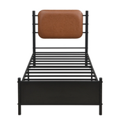 3FT Single Bed Frame !SALE! Metal Upholstered Headboard Brown Black Modern