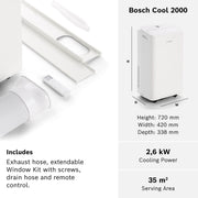 Bosch Cool 2000 9000 BTU Portable Air Conditioner Remote 3-in-1 ❄️ - Brand New