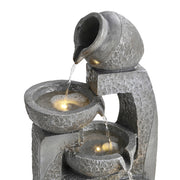Solar Powered Garden Water Feature Outdoor Water Fountain Cascade with LED Light