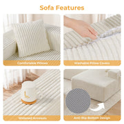 JUMBO CORD MODULAR L SHAPE CORNER SOFA 4 SEATER FURNITURE SETTEE SUITE POUFFE UK
