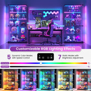 Glass Display Cabinet Lock RGB LED Figurine Collectibles Showcase Lockable Case