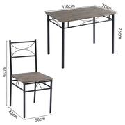Dining Table and Chairs Set Metal Wood Effect Table Dining Set 4 Chairs Silvia