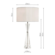 Dar Risha Crystal Glass Table Lamp Ivory Faux Silk Shade Polished Nickel 67cm